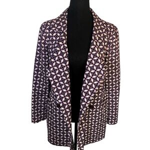 Lillie Rubin Geometric Cotton Coat Jacket Sz 6 Purple Black Art To Wear Dot